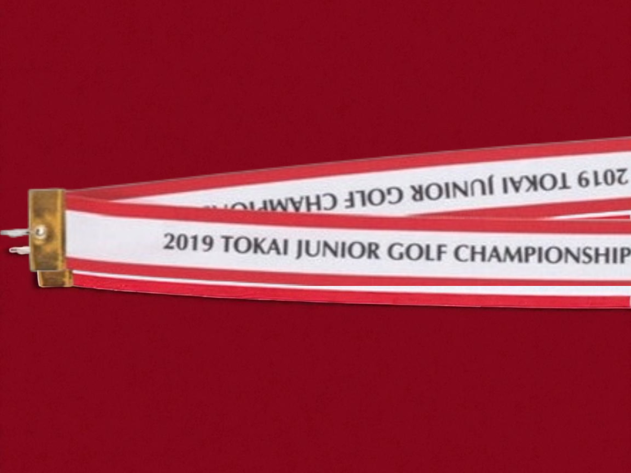 表彰メダルに取り付けた首掛けリボンのイメージ